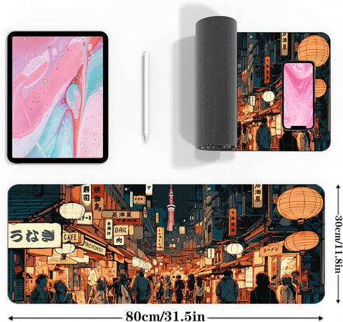 Japanese Street Gaming Mouse Pad Large,Anime Mouse Pad Gaming Mouse Mat Desk Pad,31.5 x 11.8 Desk Mat Anime Mouse Pads for Desk,Extended Keyboard ...