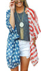 4th of July Women's American Flag Print Kimono Cover Up Tops Shirt Patriotic Cardigan (one Size, Picture Color)...