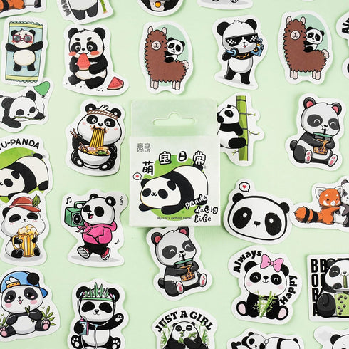 Cute Panda Stickers, Obujopal 46PCS Laptop Stickers for Kids, Water Bottle, Scrapbooking, Junk Journal, Bullet Journal, DIY Decoration, Planners, ...