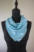 Silk square scarf pure color head scarf blend neckerchief (Sky blue)...