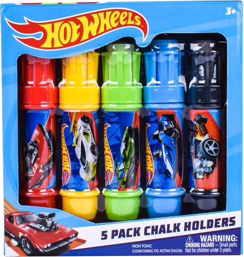 Sunny Days Entertainment Hot Wheels Jumbo Chalk Holders | 5 Chalk Sticks with Holders for Kids | Sidewalk Chalk for Toddlers...