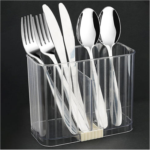 Utensil Holder for Kitchen, Wall Mount Plastic Clear Flatware Organizer Countertop...
