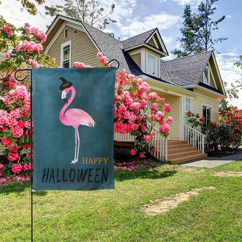 Mr.Tom Flamingo Halloween Garden Flag 12x18 inch Double Sided Yard Flag Halloween Decorations Outdoor Holiday Decor Halloween Party Home Garden De...