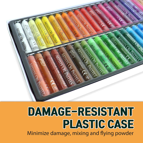 HA SHI Soft Oil Pastels Set (50 Sticks, 48 Colors) Art Supplies for Artist, Gallery Oil Painting Stick, Classroom Set, Professional Oil Crayons, I...