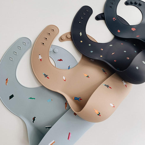 mushie Silicone Baby Bib | Adjustable Fit Waterproof Bibs (Retro Cars)...
