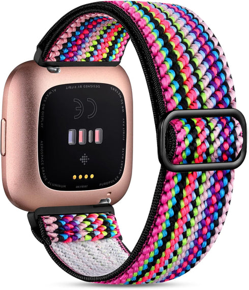 Witzon Elastic Bands Compatible with Fitbit Versa 2 / Versa/Lite, Soft Loop Nylon Fabric Breathable Stretchy Replacement Straps for Versa Smartwat...