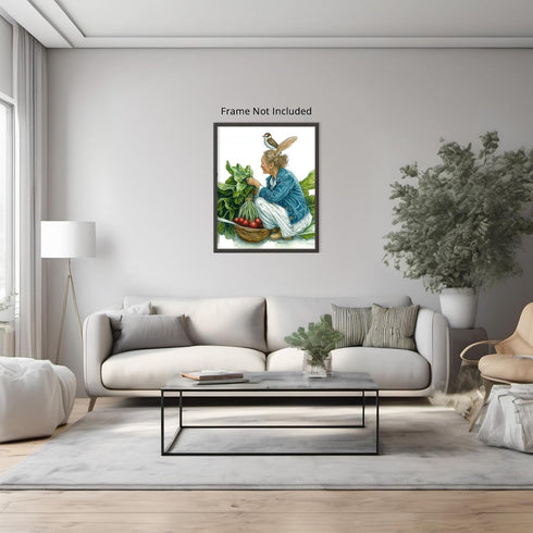 Posterizer 1 pcs-whimsical magical scene with farmer with bunny ears-Kids Room Art-Art for Animal Lovers-Gift for Daughter, Son, Kids- unframed wa...