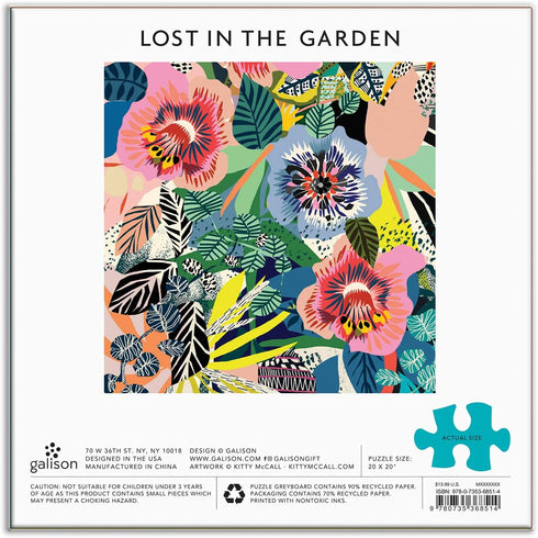 Galison Kitty McCall Lost in The Garden 500 Piece Puzzle from Galison - 20" x 20" Jigsaw Puzzle, Bright Botanical Artwork, Fun and Challenging Act...