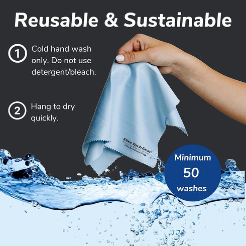 Elite Tech 6-Pack Oversized Microfiber Cloths for Electronic Devices, Eyeglasses, Screens and Lenses - Washable; 6×7 in & 12×12 in - Eyeglass Clot...