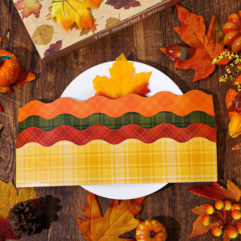 79ft Fall Autumn Plaid Bulletin Board Borders Self- Adhesive Orange Green Yellow Red Plaid Border Trim Thanksgiving Bulletin Board Decal Sticker f...