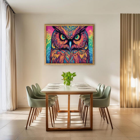 Posterizer 1 pcs- psychedelic funky hippie colorful owl print 2-Abstract & Modern Art-Fantasy & Fiction Art- Living Room Bedroom Decor- unframed w...