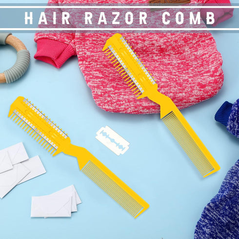 5 Pieces Razor Comb for Dogs Hair Grooming Trimmer Comb for Pet Razor Comb with 25 Extra Blades Manual Dog Hair Trimmer Comb Double Edge Razor for...