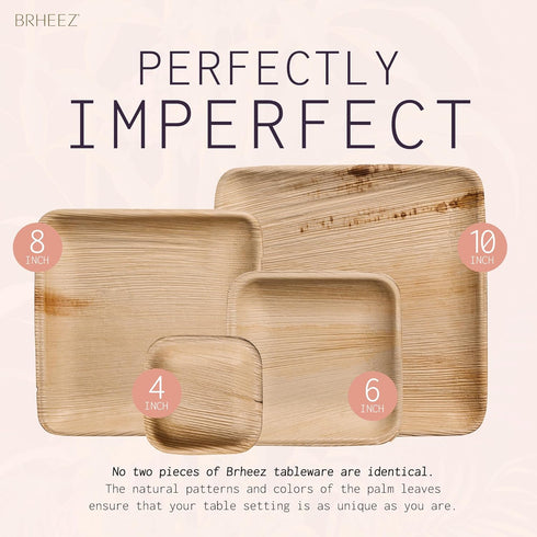 brheez Palm Leaf Plates 25 Pack 8 Inch Bamboo Look Disposable Sturdy and Perfect for Parties and Weddings More Heavy Duty Than Paper and Plastic...