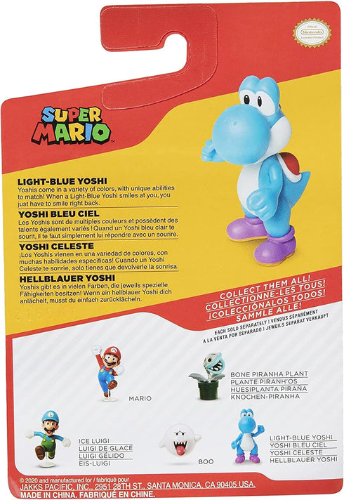 Super Mario Action Figure 2.5 Inch Light Blue Yoshi Collectible Toy...
