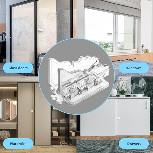4 Pcs Child Proof Sliding Door Lock, Sliding Glass Window Safety Lock for Patio Door, Sliding Wardrobe Door, Closet Door, No Drilling Required....