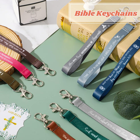 45 Pieces Christian Keychains Bulk Inspirational Bible Verse Key Chains Polyester Scripture Keyrings Religious Party Gifts (Dark, Classic)...