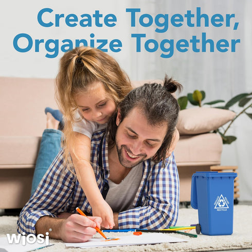 Wiosi Mini Garbage Trash Pen Holder for Desk | Tiny Recycle Bin Pencil Holder Green & Blue, Pack of 2 | Storage for Pencil & Pen | Office Statione...