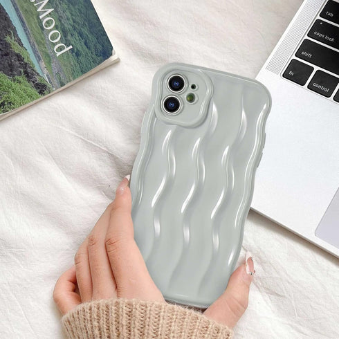 Water Ripple Curly Wave Frame for iPhone 11 Case,Soft Slim Silicone Water Ripple Pattern iPhone 11 Phone Case, Gray...