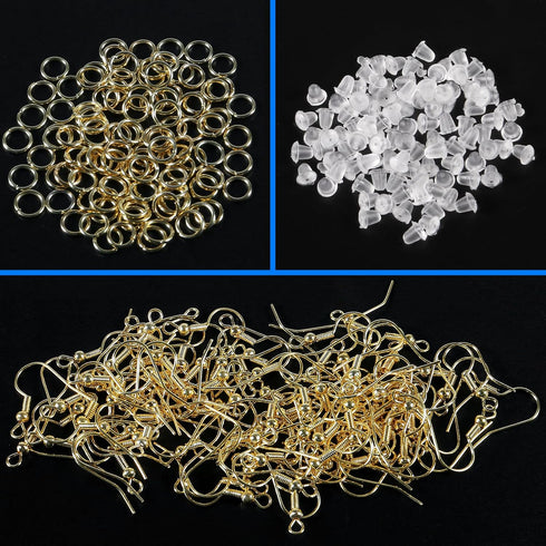 300PCS Earring Hooks for Jewelry,Earring Making Kit Hypoallergenic Earring Hooks,Fish Hook Earrings with Jump Rings and Earring Backs for DIY Jewe...