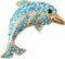 Navachi 18k Gold Plated Multi-Color Crystal Fish Porpoise Dolphin Brooch pin...