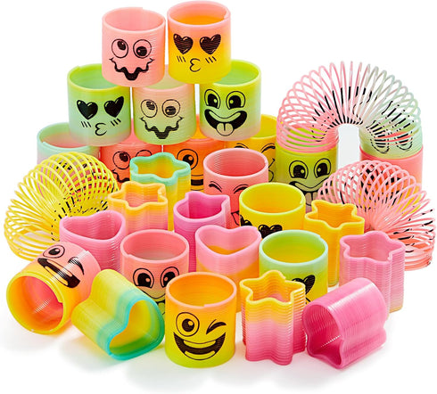JOYIN 30 Pcs Spring Rainbow Party Favor, Mini Plastic Coil Spring Toy, Fidget Stress Coil Mini Springs Bulk Toys for Carnival Prize Birthday, Good...
