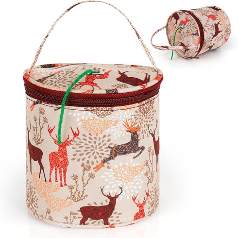 Katech Small Yarn Storage Case Empty Round Yarn Bag Knit Tote Bag Basket (Brown)...