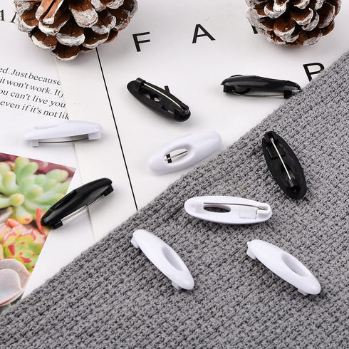 WANDIC Safety Pins, 50 Pcs Black and White Plastic Cover Pins Scarf Safety Pins, Hijab Sari Pins, Brooch Pins, Safety Locking Adult Clothes Diaper...