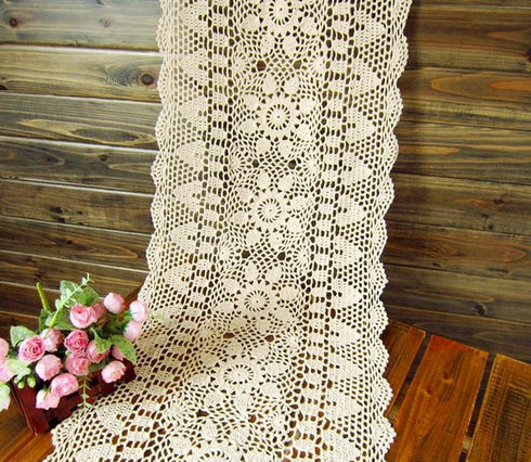 Laivigo Handmade Crochet Lace Table Cloth Doilies Doily,Rectangle,16 x 35 Inch,Beige...