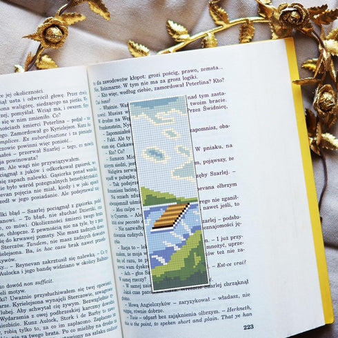 FREEBLOSS 6 Set Cross Stitch Bookmark Kit Scenery Pattern with 30 Colors Embroidery Floss DIY Bookmark Kit with Instruction Embroidery Kit for Beg...
