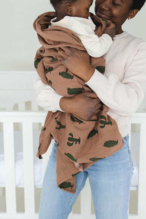 Leyl&Ari Muslin Swaddle Blanket 100% Organic Cotton Lightweight Receiving Wrap for Infant & Newborn (Cactus, 47X47)...