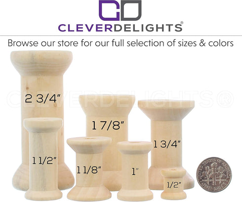 CleverDelights 1 3/4" x 1 1/8" Wood Spools - 25 Pack - Empty Craft Spools...