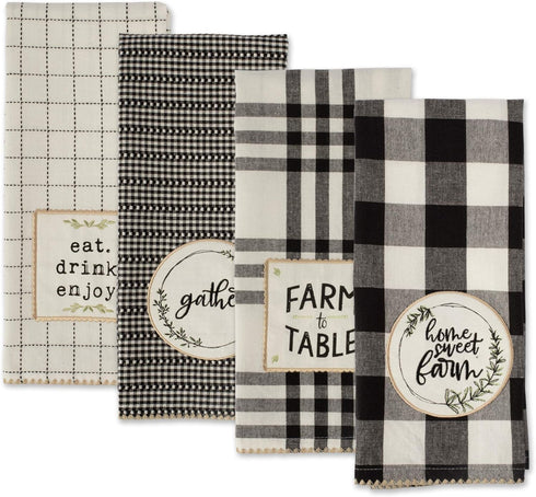 DII Home Sweet Farmhouse Kitchen Collection, Dishtowel Set, 18x28, Black, 4 Count...