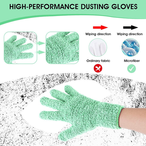 1 Pair Microfiber Dusting Gloves, Reusable Washable Cleaning Gloves Mittens for Plants House Cleaning Car Blinds Lamps and Small Hard to Reach Cor...
