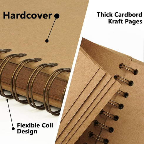 8 x 8 Inch Hardcover Kraft Blank Page DIY Scrapbook Photo Album, 40 Pages (20 Sheets) - Perfect for Wedding Anniversaries, Family Memories, and Sm...