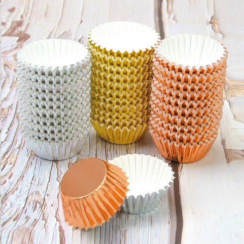 Elcoho 600 Pieces 1.25 Inch Mini Foil Metallic Cupcake Liners Muffin Paper Cases Baking Cups, Gold, Silver and Rose Gold...