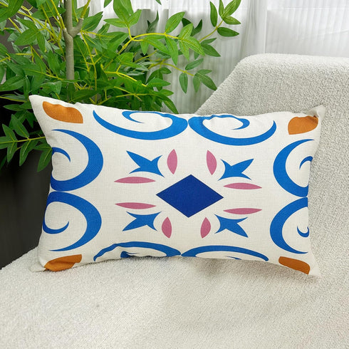 Set of 4 Outdoor Waterproof Pillow Covers 12x20 Mandala Flower Decorative Throw Pillow Covers Boho Geometric Pillow Cases for Garden Patio Home De...