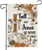 Fall Cross Garden Flags for Outside Decorations, Religious Cross Fall for Jesus with Pumpkins Maple Leaves Small Yard Flag, Harvest Autumn Thanksg...