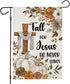 Fall Cross Garden Flags for Outside Decorations, Religious Cross Fall for Jesus with Pumpkins Maple Leaves Small Yard Flag, Harvest Autumn Thanksg...