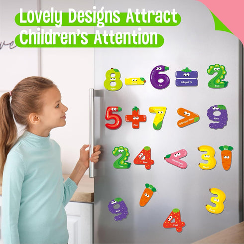 Magnetic Numbers & Math Symbols, Educational Learning Tool for Kids Math Recognition 25PCS Magnets Include 20PCS 0-9 Numbers & 5 Math Symbols (Gre...