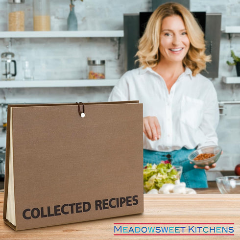 Meadowsweet Kitchens Recipe Binder - Recipe Book to Write in Your Own Recipes with Dividers | Accordion Style File Organizer for Recipe Cards, Cli...