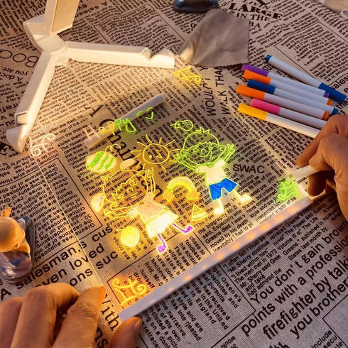 CAPOT Acrylic Dry Erase Board with Light 7.9 X 7.9” Light up Dry Erase Board with Stand as a Glow Memo LED Letter Message Board led Note Board Whi...