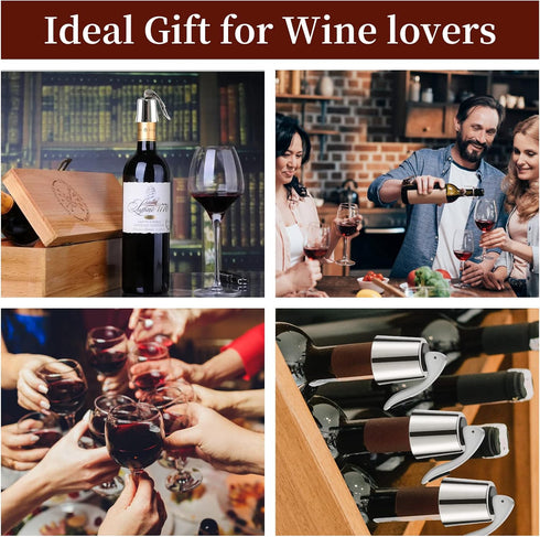 2 PACK Wine Bottle Stoppers,Reusable Wine Stoppers for Wine Bottles,Stainless Steel Wine Bottle Stopper with Silicone,Wine Corks Keep Fresh,Best G...
