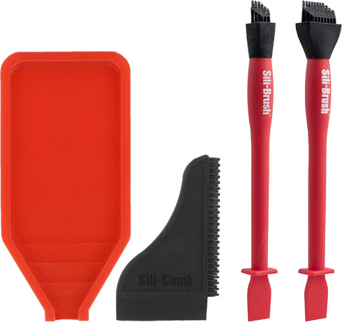 Sili Complete Silicone Glue Kit Wood Glue Up 4Piece Kit 2 Pack of Silicone Brushes 1 Tray 1 Comb Woodworking Glue Spreader Applicator Set...