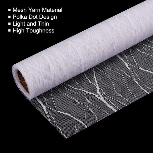 PATIKIL Flower Wrapping Mesh Paper, 15ft Floral Bouquet Craft Packaging Stripe Pattern Net Yarn for Wedding Party, White...