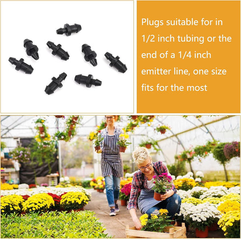 150 Pcs 1/4'' Drip Irrigation Tubing End Plugs, 1/4 Inch Drip Irrigation Barbed End Closure/Cap for Drip Sprinkler Garden Lawn Systems...