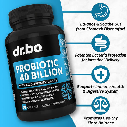 Probiotic 40 Billion CFU Supplement - Lactobacillus Acidophilus Probiotics for Women & Men Capsules - Gluten Free Probiotics for Digestive Health ...