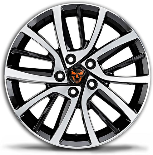 Biomar Labs 4 x Universal Wheel Centre Alloy Hub Center Caps Compatible with VW 3B7601171 / 6U7601171 Toxic Orange Black CV 58...