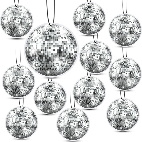 12 Pieces Disco Ball Hanging Car Air Fresheners Scented Hanging Car Odor Eliminator Automotive Freshener for Car Rearview Mirror Disco Ball Orname...