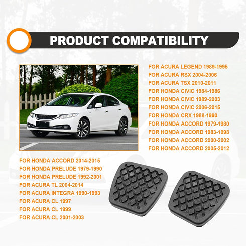 2 Pcs Rubber Brake Clutch Pedal Cover, Compatible with Honda Civic, Replacements 46545-SA5-000, 46545 SA5 000, 46545SA5000, Pedal Pad Cover...