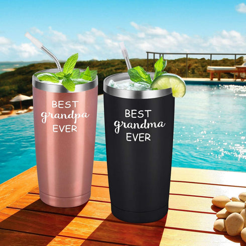 Grandpa and Grandma Ever Travel Tumbler Set, Grandparents Christmas Gifts for Grandma Grandpa from Grandkids Grandchildren, Stainless Steel Insula...